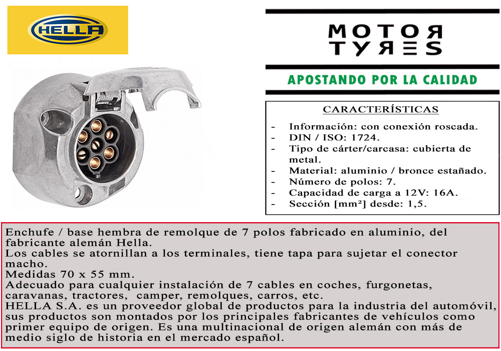 CLAVIJA ENCHUFE 7 POLOS PINES ALUMINIO BASE CARAVANA REMOLQUE CARRO eBay