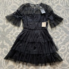 Forever 21 Black Womens Size Small Dress Knit Dress Lace Ruffle Mini NWT