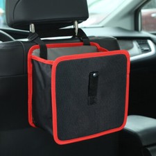 Black Red Waterproof Oxfordpe Car Trash Can Storage Box Organizer Accessories