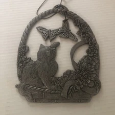 Vintage Cat & Butterfly Wind Chime Beacon Hill Fetco International Wall Ornament