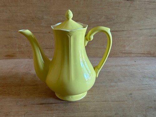 Ironstone Buttercup Federalist Coffee Pot w/Lid Teapot 7-1/2" Tall Yellwo Vtg - Zdjęcie 16 z 24