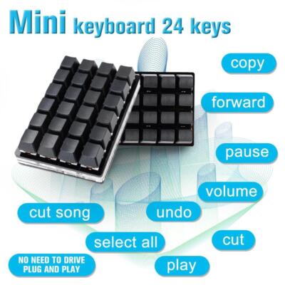 Black 24-key Keypad Mechanical Keyboards Custom Shortcut Programmable GJUS Y2G9