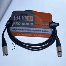Gearlux 10-Foot XLR Microphone Cable, Male to Female, Black - 6 Pack