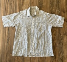 Vintage Christian Dior Mens Striped Short Sleeve Button Up Shirt Sz XL