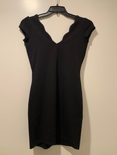 Black Mini Dress with Scalloped Neckline Size 0 Urban Outfitters