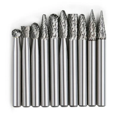 VEARTER 10Pcs 6mm Rotary Burr Bit TCT Carbide Point Die Grinder Shank Carving Set
