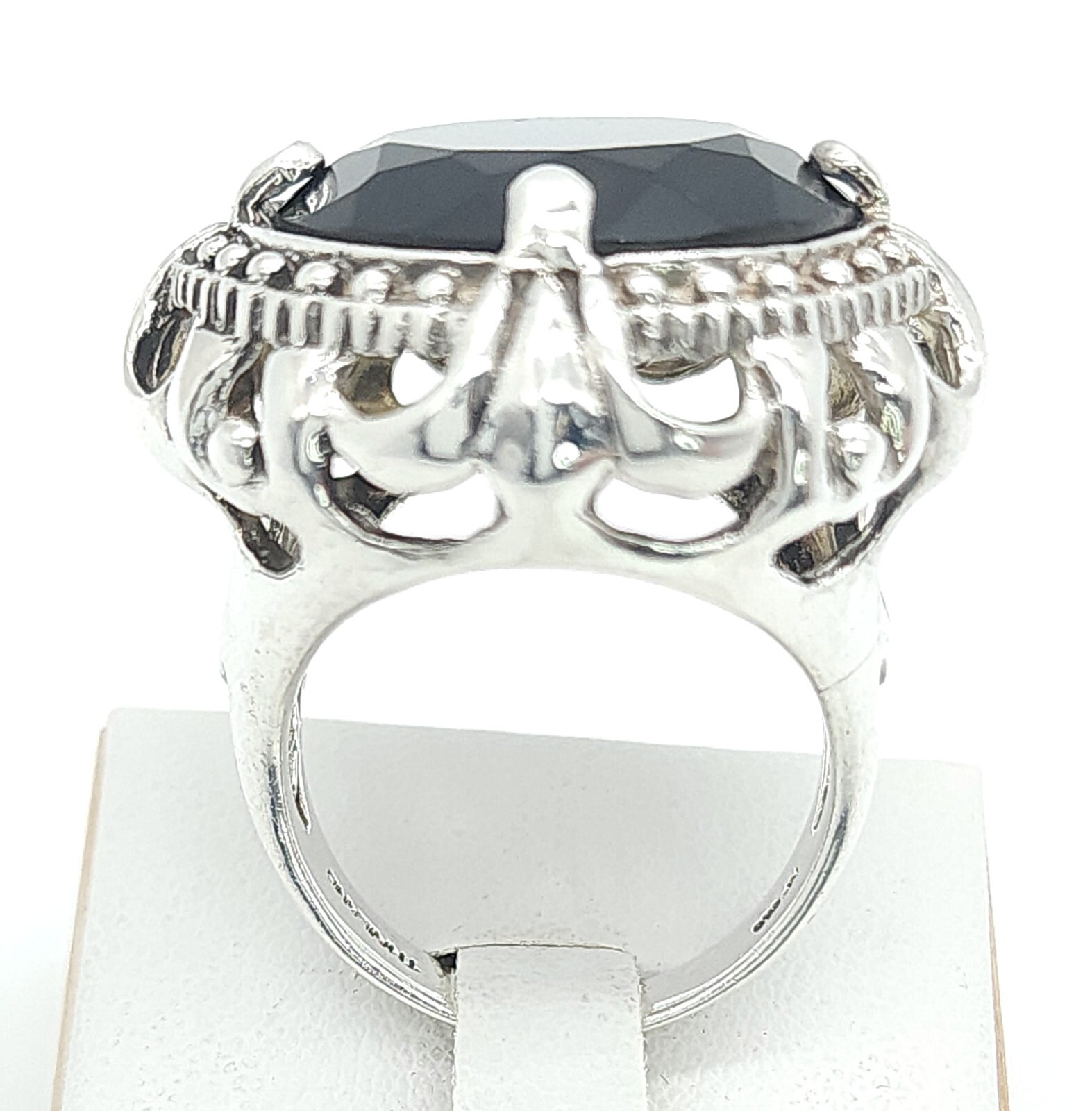 Sterling Silver Statement Ring with Black Stone S… - image 4