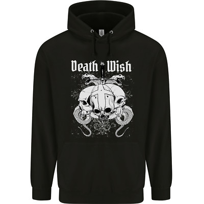 Death Wish Totenköpfe Schlangen Biker Gothic Dämon Kinder Kids Hoodie