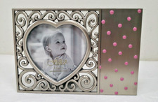 Fetco Frame Pewter Heart Addison Baby Girl Pink Dots New in Box