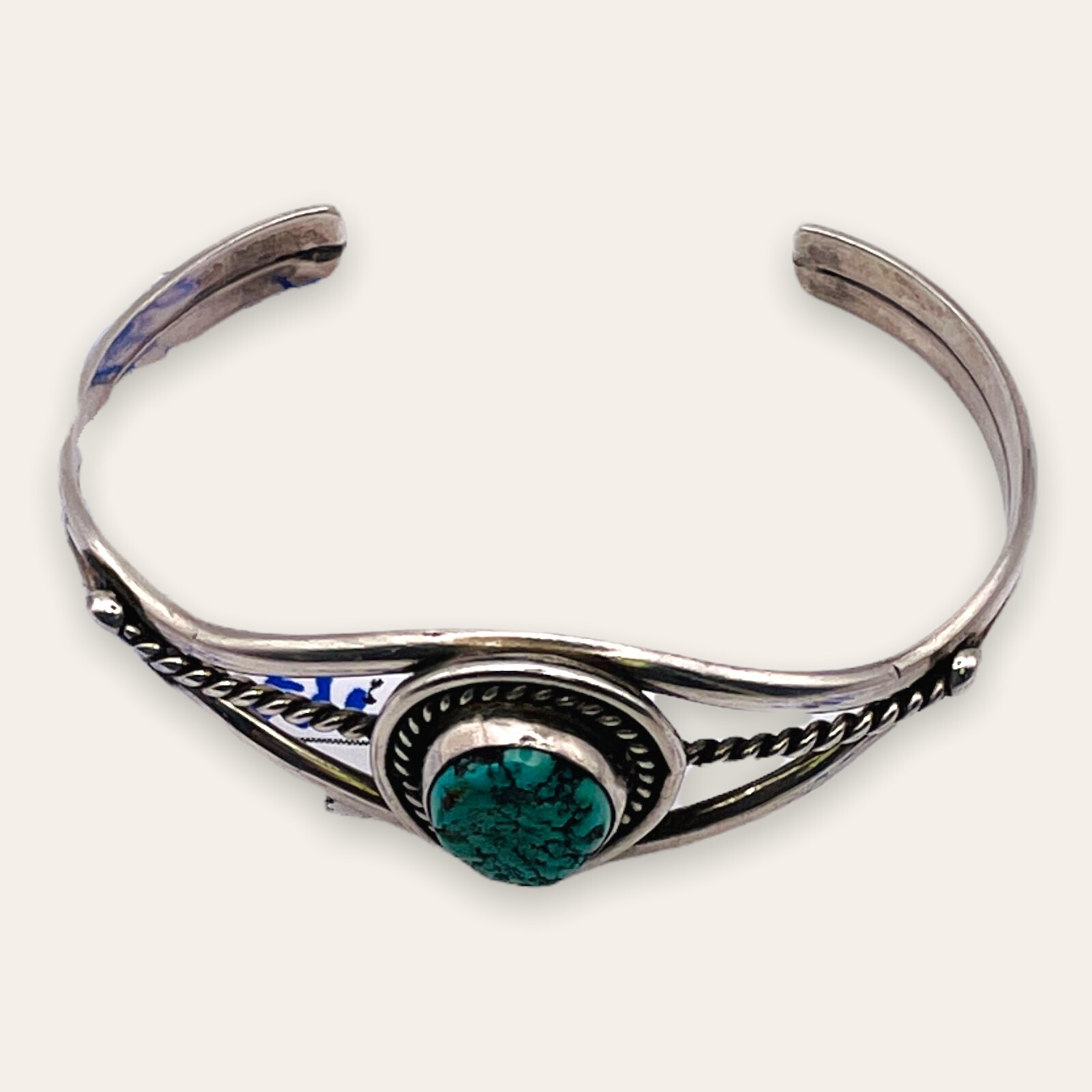 925 Solid Sterling Silver Turquoise Cuff Woman Ba… - image 7
