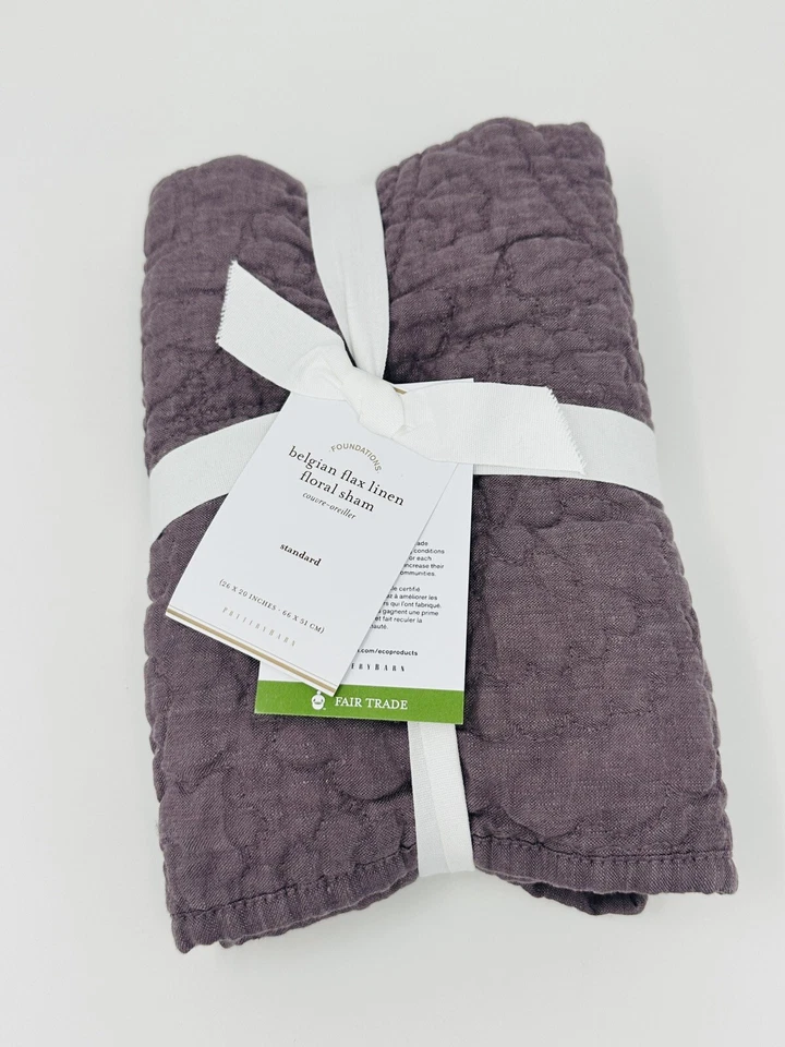 Pottery Barn lino belga lino floral farsa lavanda talla estándar nuevo con etiquetas Foto 2 de 3