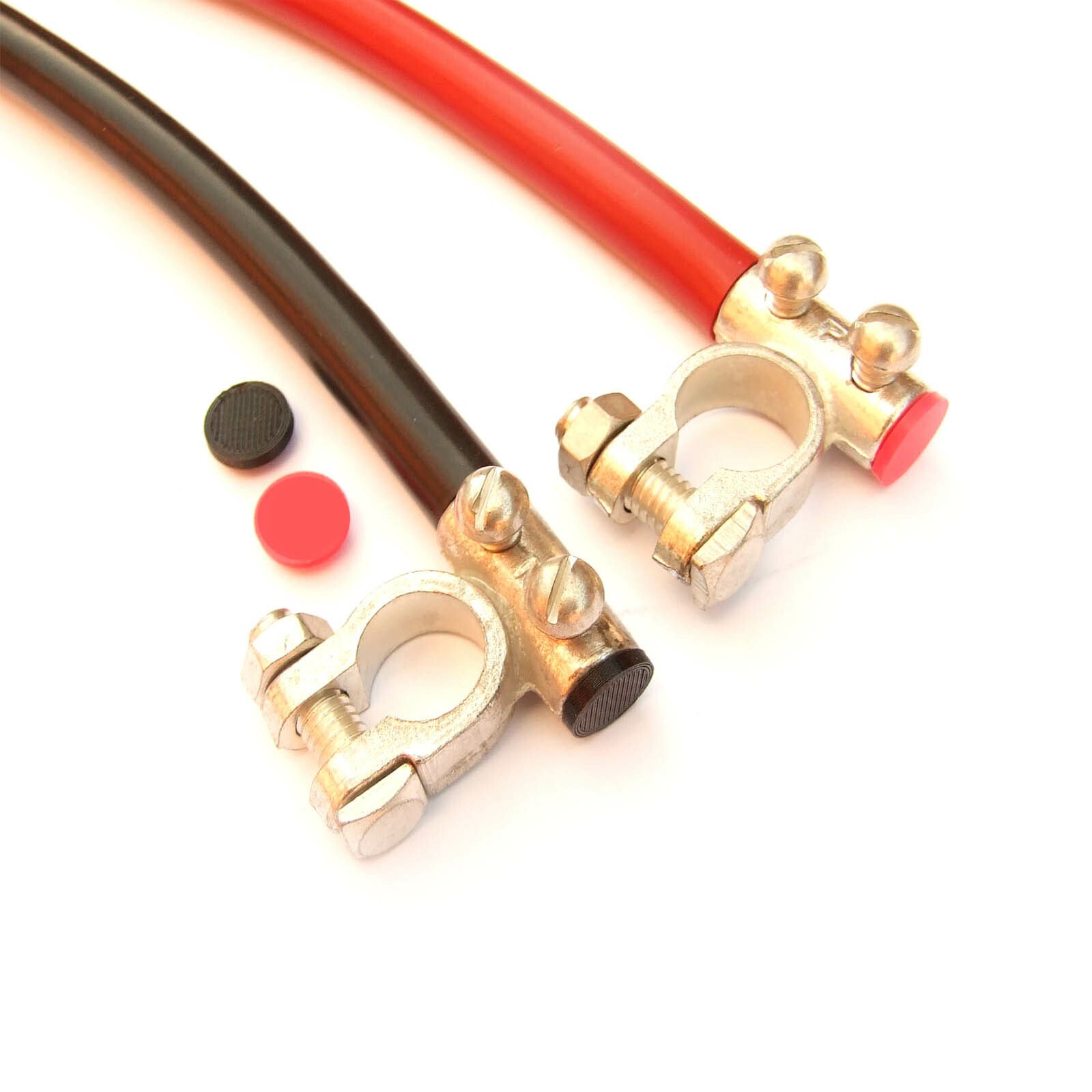 24" Leisure Battery Cables Set Red & Black Cables 4 Battery Terminals
