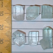 Beryl Aquamarine natural rough gemstones loose crystals parcel lot Shigar 35ct