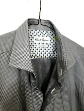 Robert Graham Men l/slv shirt 43/17 flipcuff Gray check btn front 100 cotton