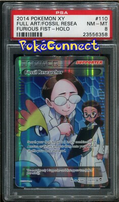PSA 8 Pokemon Fossil Researcher Full Art XY: Furious Fists #110