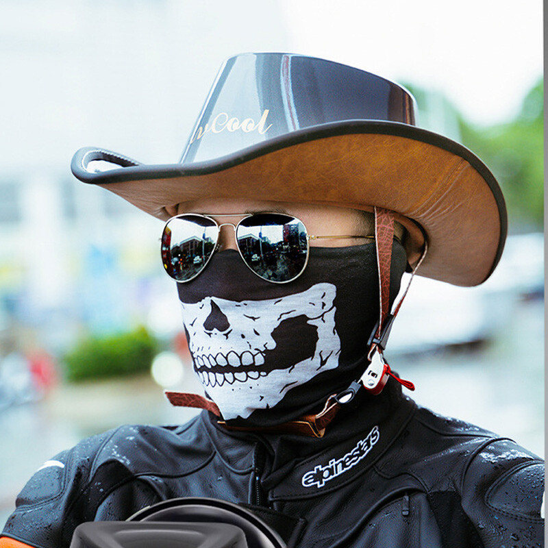 cowboy motorcycle helmets Motorcycle Half Helmet Western Cowboy Hat Helmet Unisex Lightweight Helmet  Casco