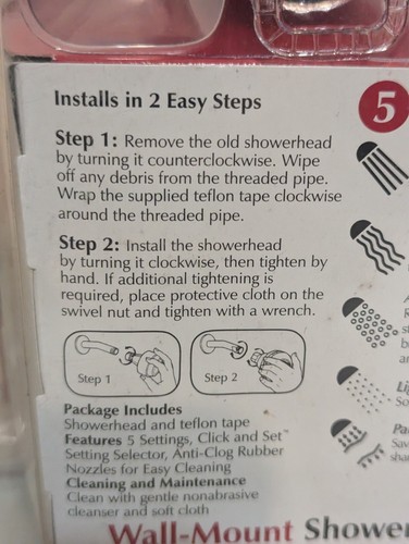 Pollenex Showerhead 5 Settings Chrome 2006 PO5101XK Massage 2010 Relaxes Spa New - Picture 9 of 12