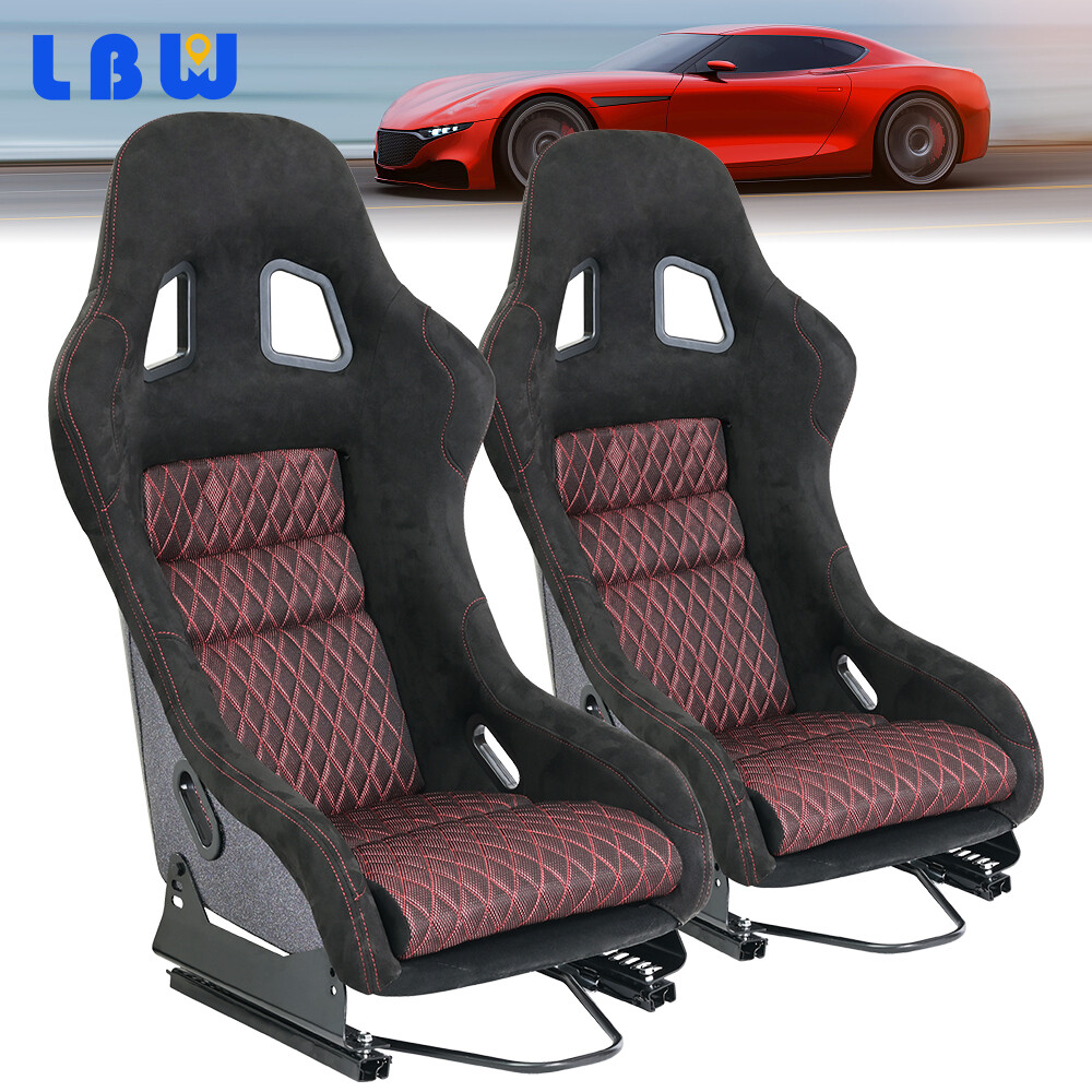 2x Car Racing Seats Universal Sports Seats Breathable Mesh Fabric
