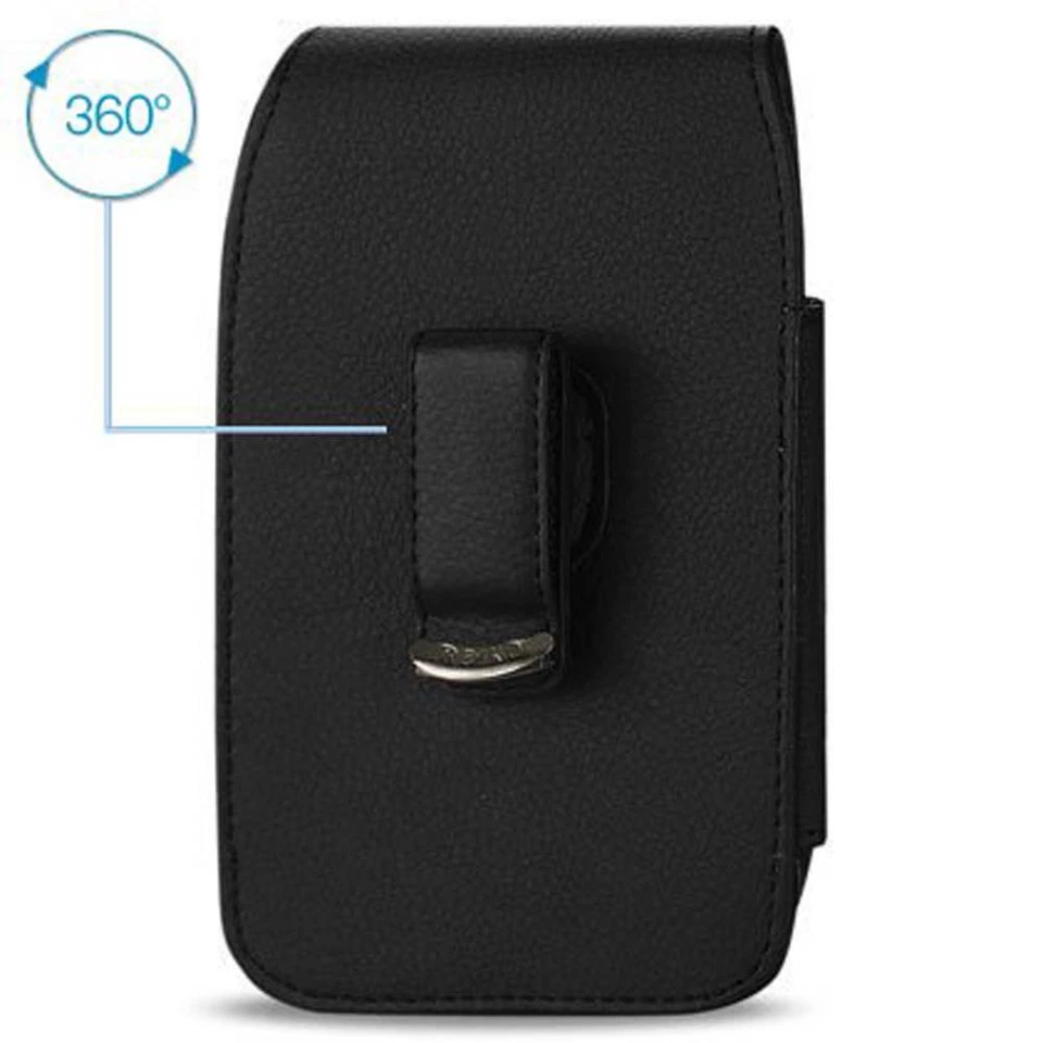 XL Vertical leather Phone Holder Case Pouch Belt Clip Holster For Large Phones - Image 4 of 4