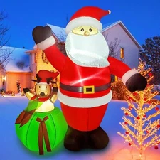 6FT Christmas Inflatables Santa Claus Reindeer Built-in LED Lights Blow Up Decor