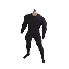 1:6 Black tight stretch bodysuit leotard for 12" Muscular body Phicen M35 -US
