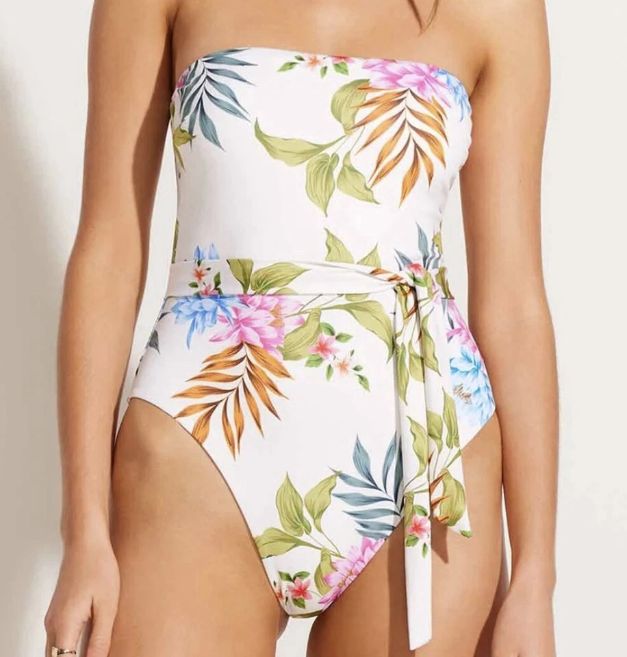 Купальник цельный Vitamin A® Marilyn Bandeau с цветочным узором Summer Bloom Ecolux  - Изображение 2 из 4