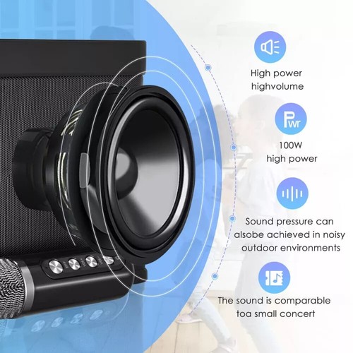 Bluetooth Karaoke Machine Portable Karaoke Speaker With 2 Wireless Microphones - Picture 8 of 12