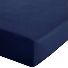 Navy Solid - 1 Piece Fitted Bottom Sheet - 600 TC Cotton Elastic All Around