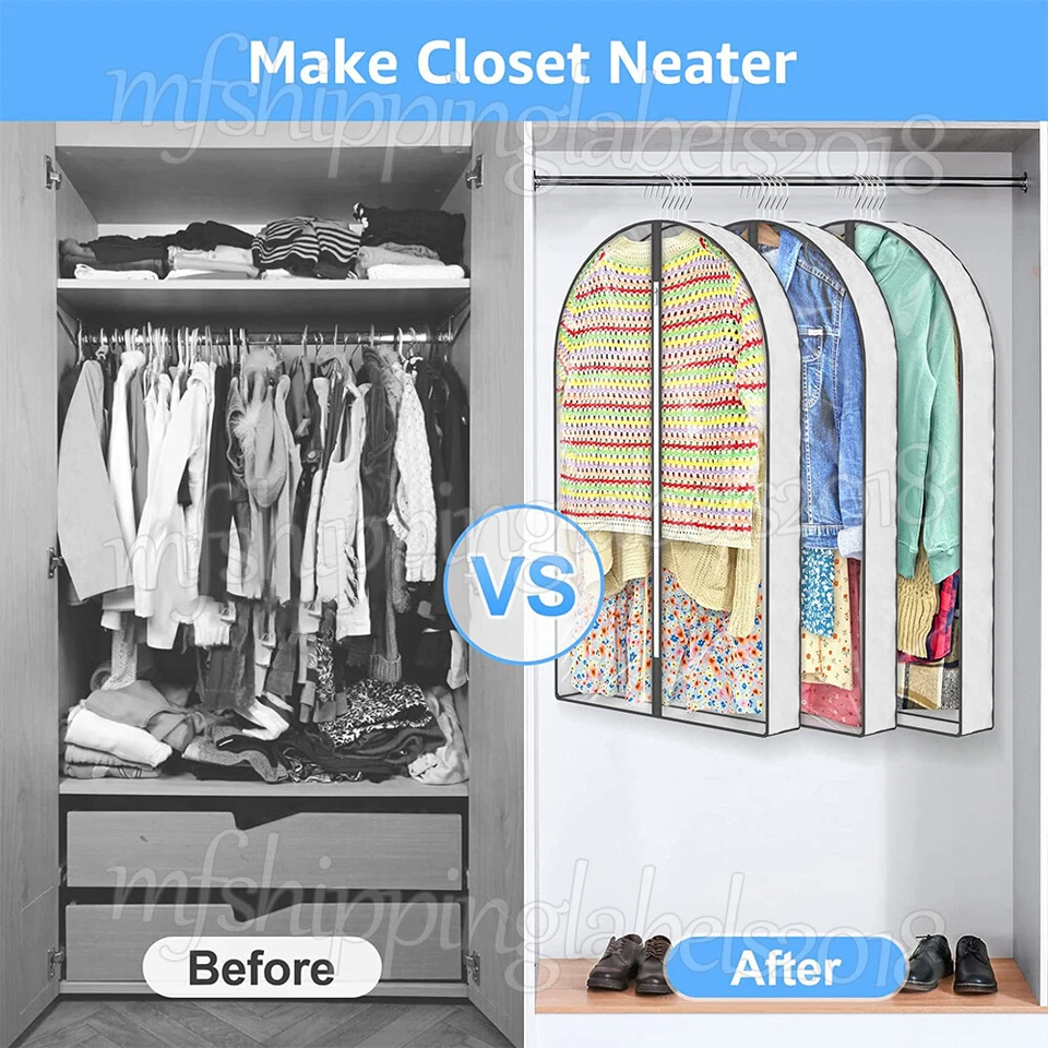 9 PIEZAS Bolsa de Ropa Transparente Colgante Ropa Viaje Abrigo Traje Vestido Almacenamiento Cubierta Antipolvo Foto 3 de 4