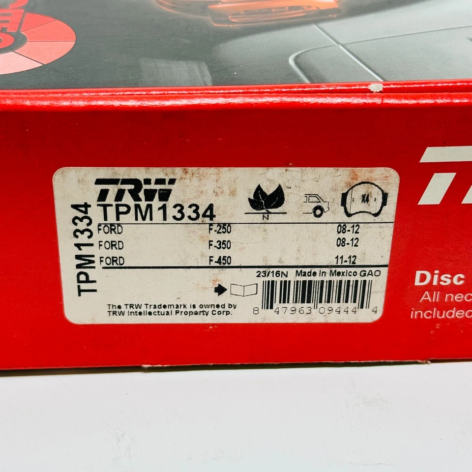 Juego de pastillas de freno de disco trasero semimetálico TRW TPM1334 para Ford F-250 F-350 F-450 Foto 2 de 4
