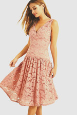 LITTLE MISTRESS APRICOT LACE MIDI DRESS SIZE 6 NEW