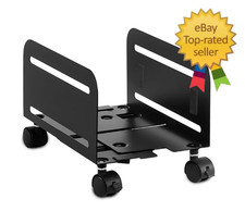 Computer Tower Stand, Adjustable Mobile CPU Stand with Wheels, Heavy-Duty Steel