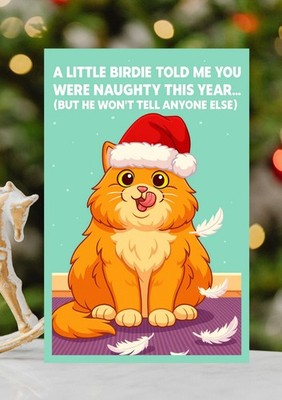 Freche hungrige Katze Weihnachten lustige Weihnachtskarte - Katze festliche Weihnachtskarte
