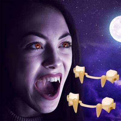 3 Pairs Retractable Halloween Vampire Fangs, Not Scratch The Gums, White
