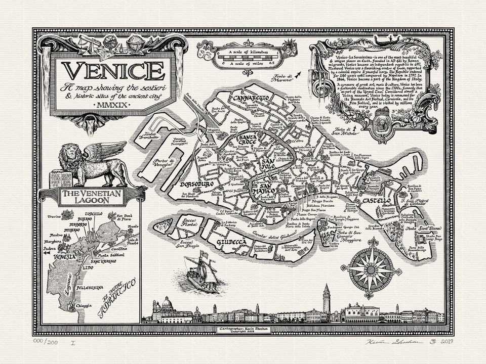 The Venice Map - Fine Art Prints by Manuscript Maps — 第 3/4 张图片