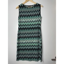 Spense Dress Size 4 Green Multicolor Chevron Print Tank Midi Sleeveless Bodycon