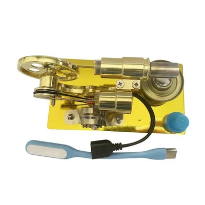 Modello di Motore Stirling Base Dorata Motore Stirling Desktop Volano Grande - Photo 1/4