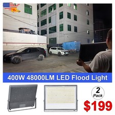 2 Pack IP65 Waterproof 400W Watt LED Flood Light Outdoor Yard Lights 48000Lm