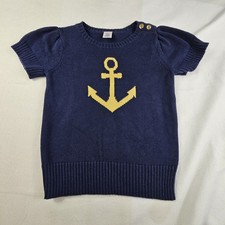 Gymboree 2014 Cape Cod Cutie Sweater Little Girls Size M 7-8 Blue Yellow Anchor