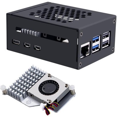 Hochwertiges Raspberry Pi 5 Metallgehäuse mit Offiziellem Aktivkühler
