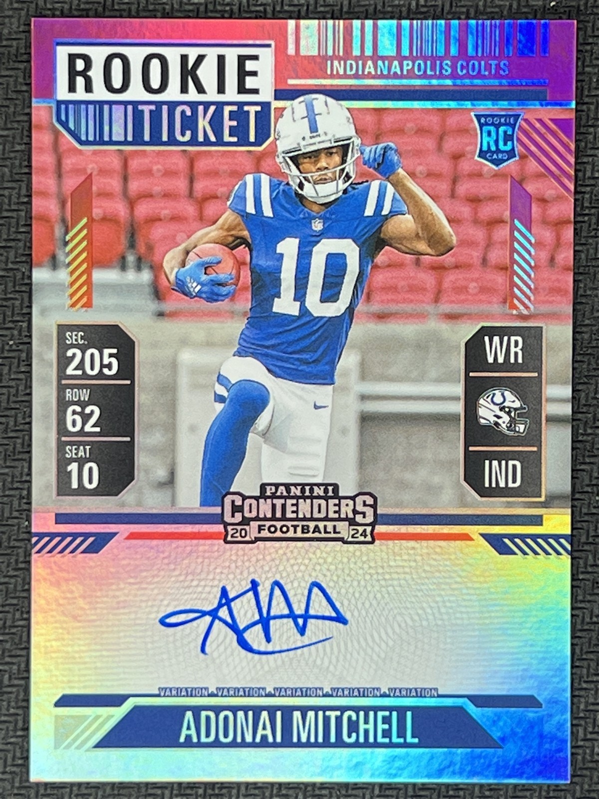 2024 Contenders Rookie Ticket Variation #108 Adonai Mitchell RC Auto Colts
