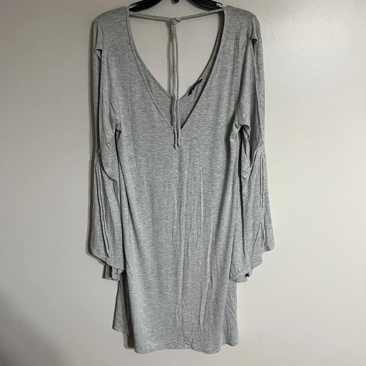 slim fit dress slacks American Eagle Gray Square Neck Puff Sleeve A Line Tiered Midi Dress Size  XXL main image 0