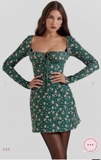 MALIKA Green Floral Corset Mini Dress  NWT M
