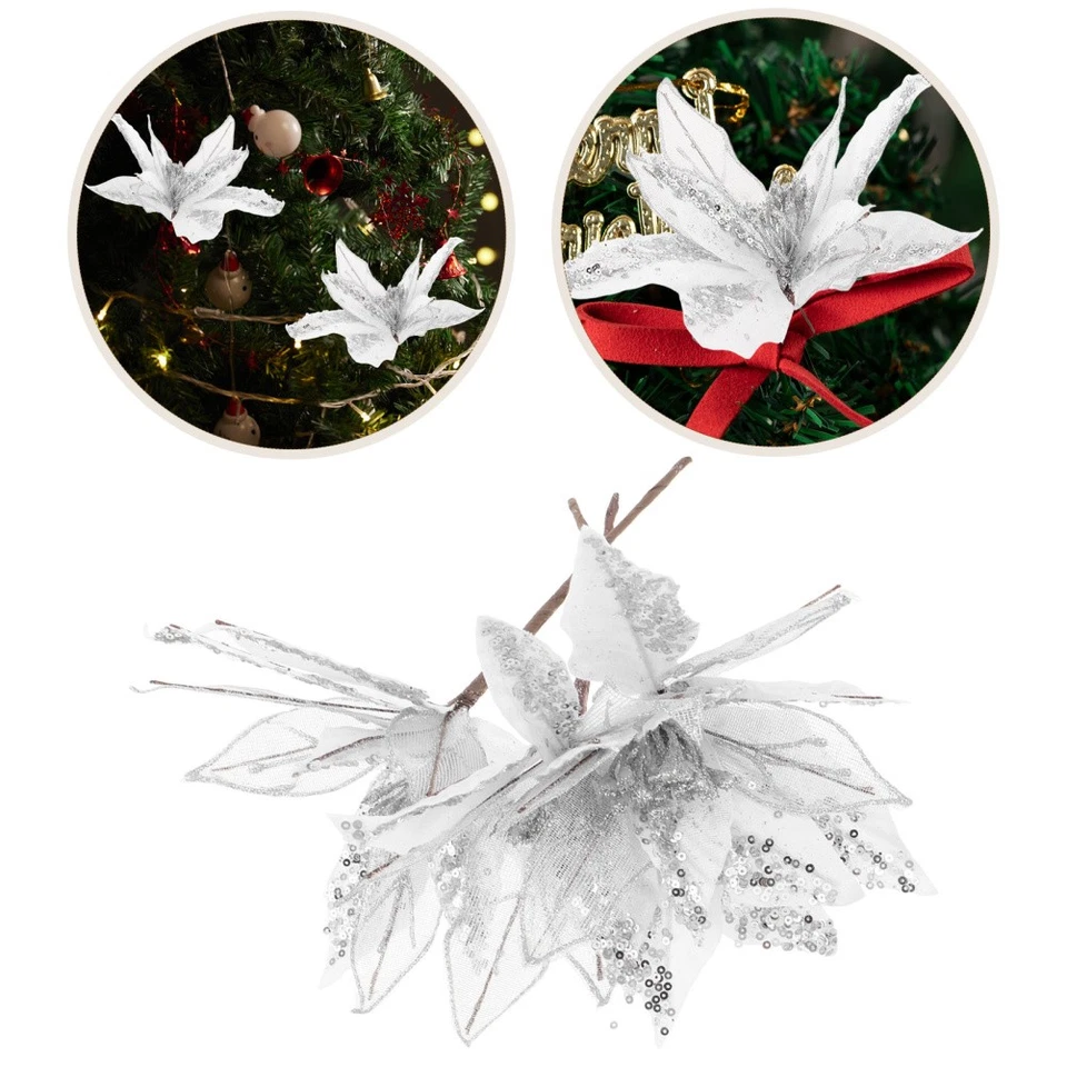  6 Pcs Fiori Albero Di Natale Decorazioni Per L'albero Delle Vacanze - Immagine 3 di 4