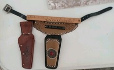 Lot Of 2 Vintage Child's Leather Toy western Holsters.