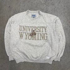 Vintage 90s Wyoming Cowboys Sweatshirt Tri blend Gray Mens Large Gear