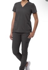 Adar Addition Go-Basic Scrub Set for Women, Size XL, PRE OWNED, Pewter Color