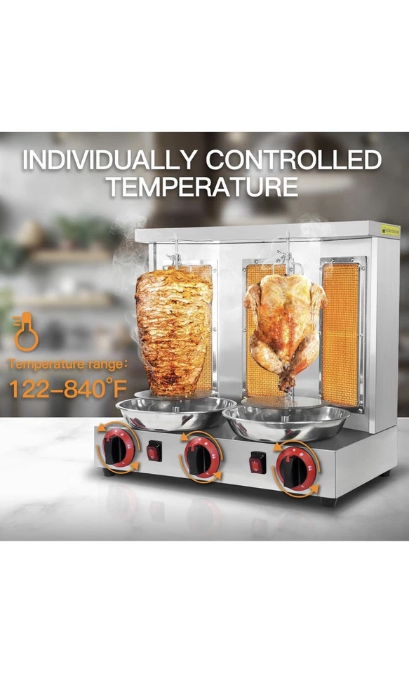 3burner Shawarma Grill Machine Gas Vertical Rotisserie Chicken Machine 30 LB Cap - Image 3 of 4
