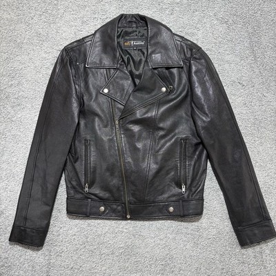 Billy Austin s Black Leather Asymmetrical Motorcycle Biker Jacket Men s Medium