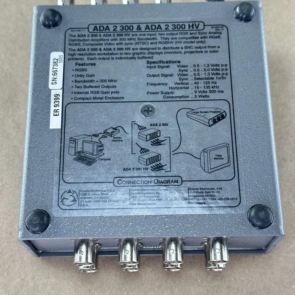 NEW Extron ADA 2 300 High-Resolution Video Distribution Amplifier – In Box - Image 4 of 4